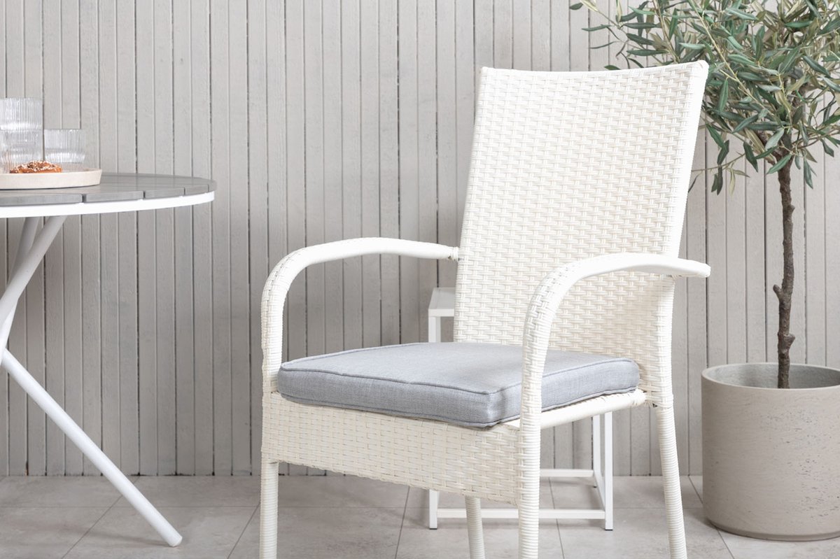 Parma Tuinmeubelset Tafel Ø90cm En 2 Stoel Anna, Gebroken. - Grijs