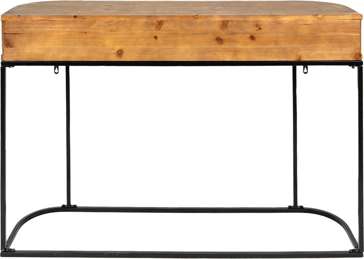 Clayre & Eef Sidetable 120*33*81 Cm, Zwart Ijzer, Hout Wandtafel Haltafel Console Tafel Wandtafel Haltafel - Bruin