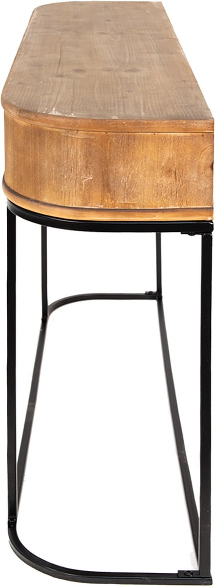 Clayre & Eef Sidetable 120*33*81 Cm, Zwart Ijzer, Hout Wandtafel Haltafel Console Tafel Wandtafel Haltafel - Bruin