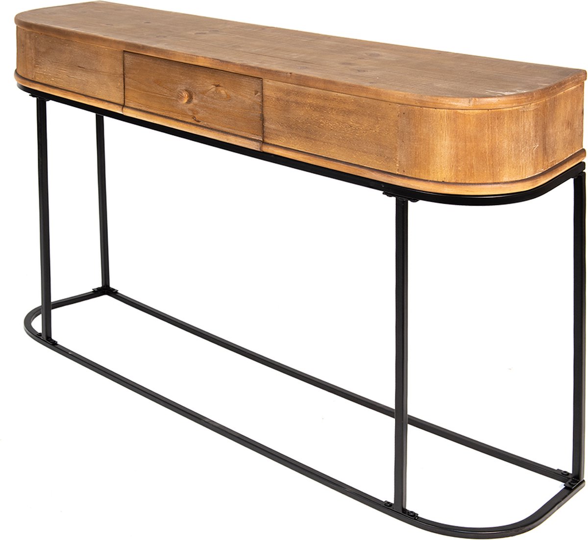 Clayre & Eef Sidetable 120*33*81 Cm, Zwart Ijzer, Hout Wandtafel Haltafel Console Tafel Wandtafel Haltafel - Bruin
