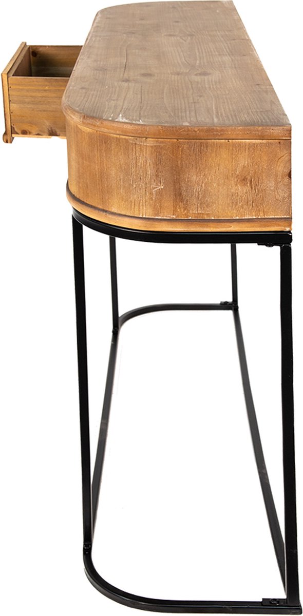 Clayre & Eef Sidetable 120*33*81 Cm, Zwart Ijzer, Hout Wandtafel Haltafel Console Tafel Wandtafel Haltafel - Bruin