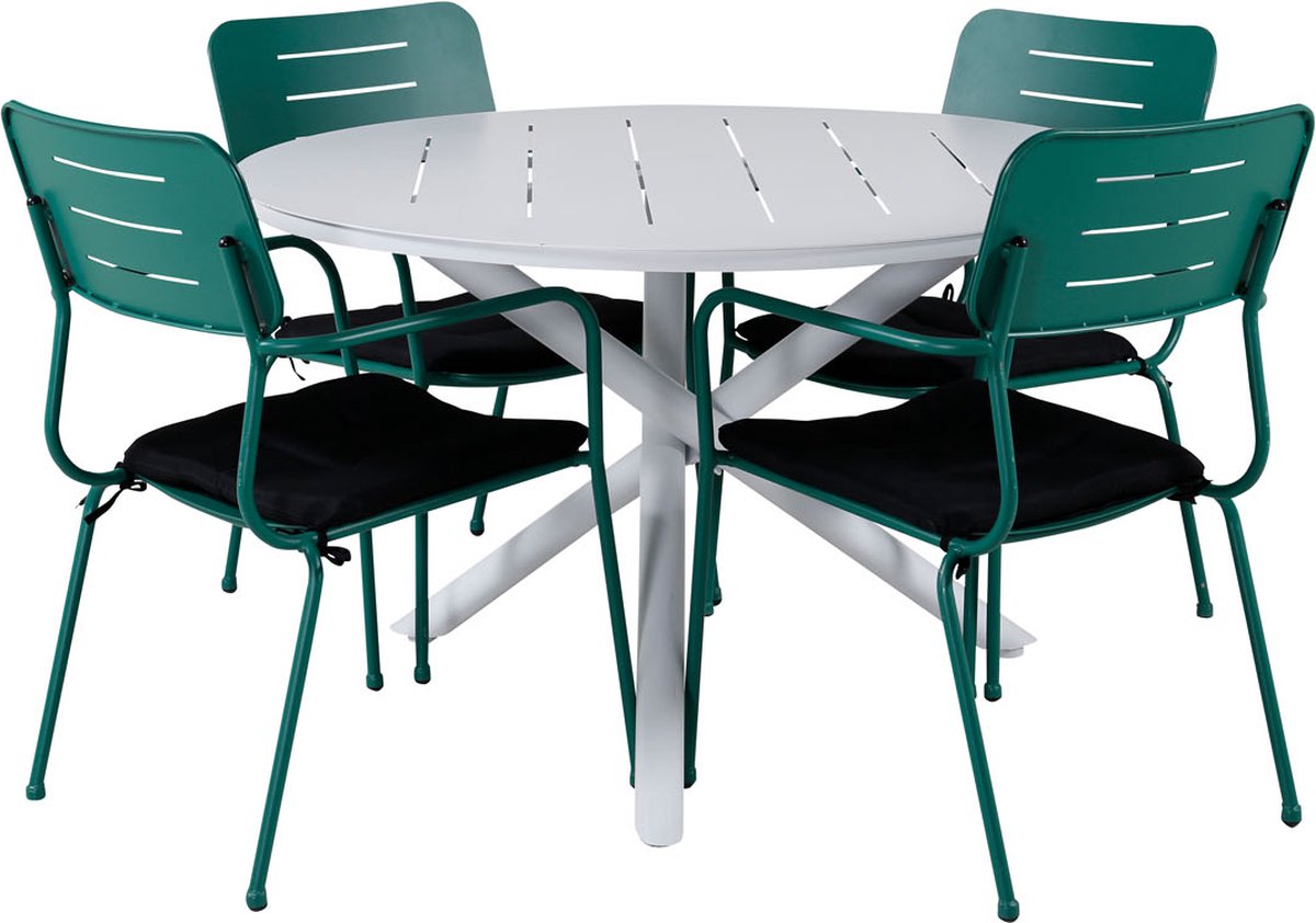 Alma Tuinmeubelset Tafel Ø120cm En 4 Stoel Nicke,. - Groen