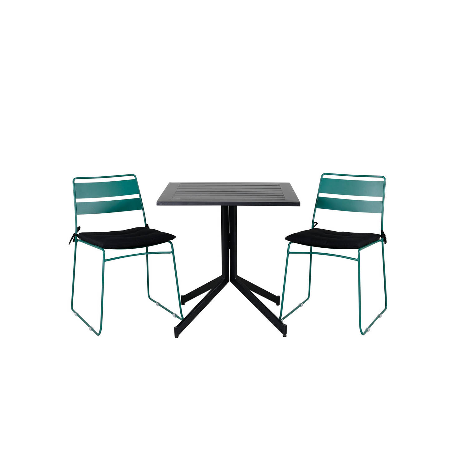 Way Tuinmeubelset Tafel 70x70cm En 2 Stoel Lina,. - Groen