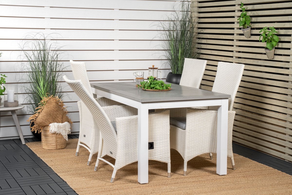 Albany Tuinmeubelset Tafel 90x160/240cm En 4 Stoel Padova,. - Grijs