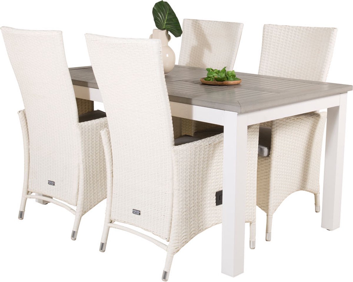 Albany Tuinmeubelset Tafel 90x160/240cm En 4 Stoel Padova,. - Grijs