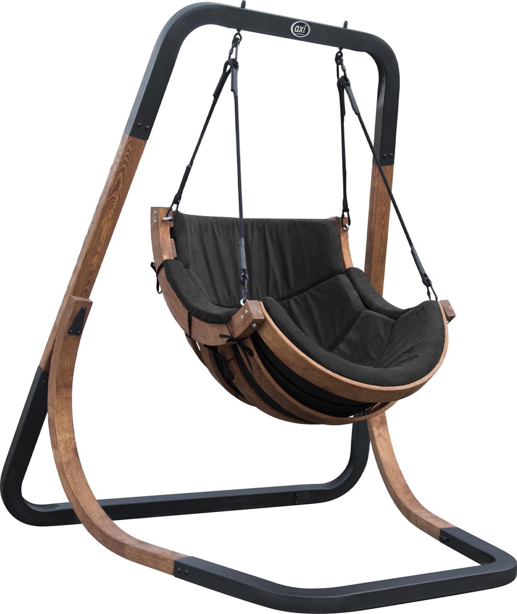 axi Capri Schommelstoel Met Frame Van Hout Hangstoel In Voor De Tuin Voor Volwassenen - Zwart