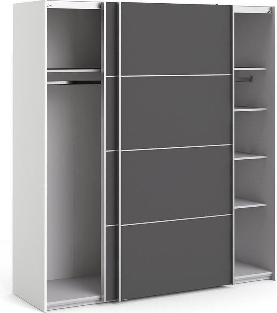 Veto Schuifdeurkast 2 Deuren Breed 183 Cm, Grijs. - Wit