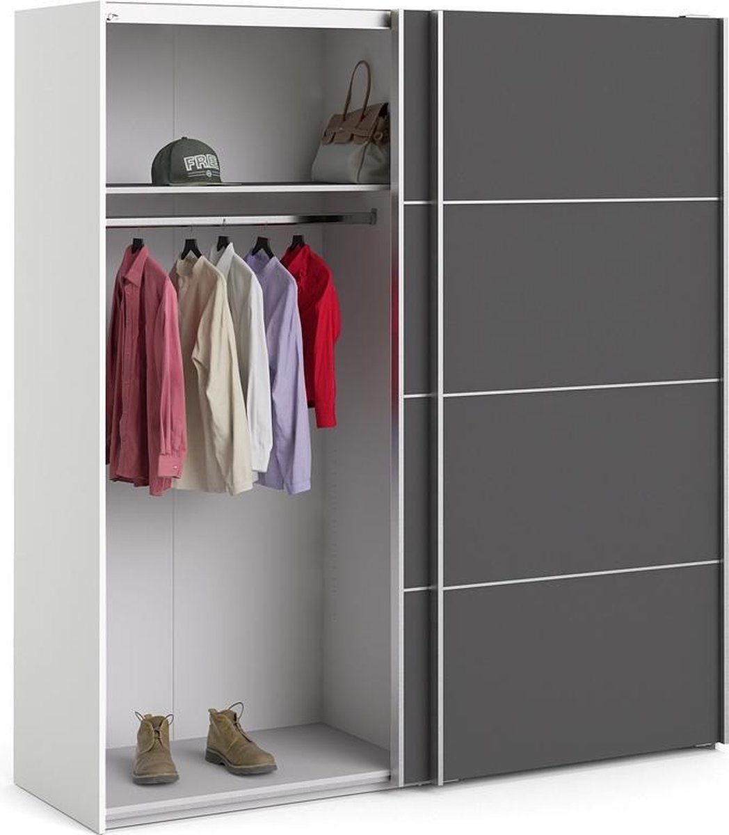 Veto Schuifdeurkast 2 Deuren Breed 183 Cm, Grijs. - Wit