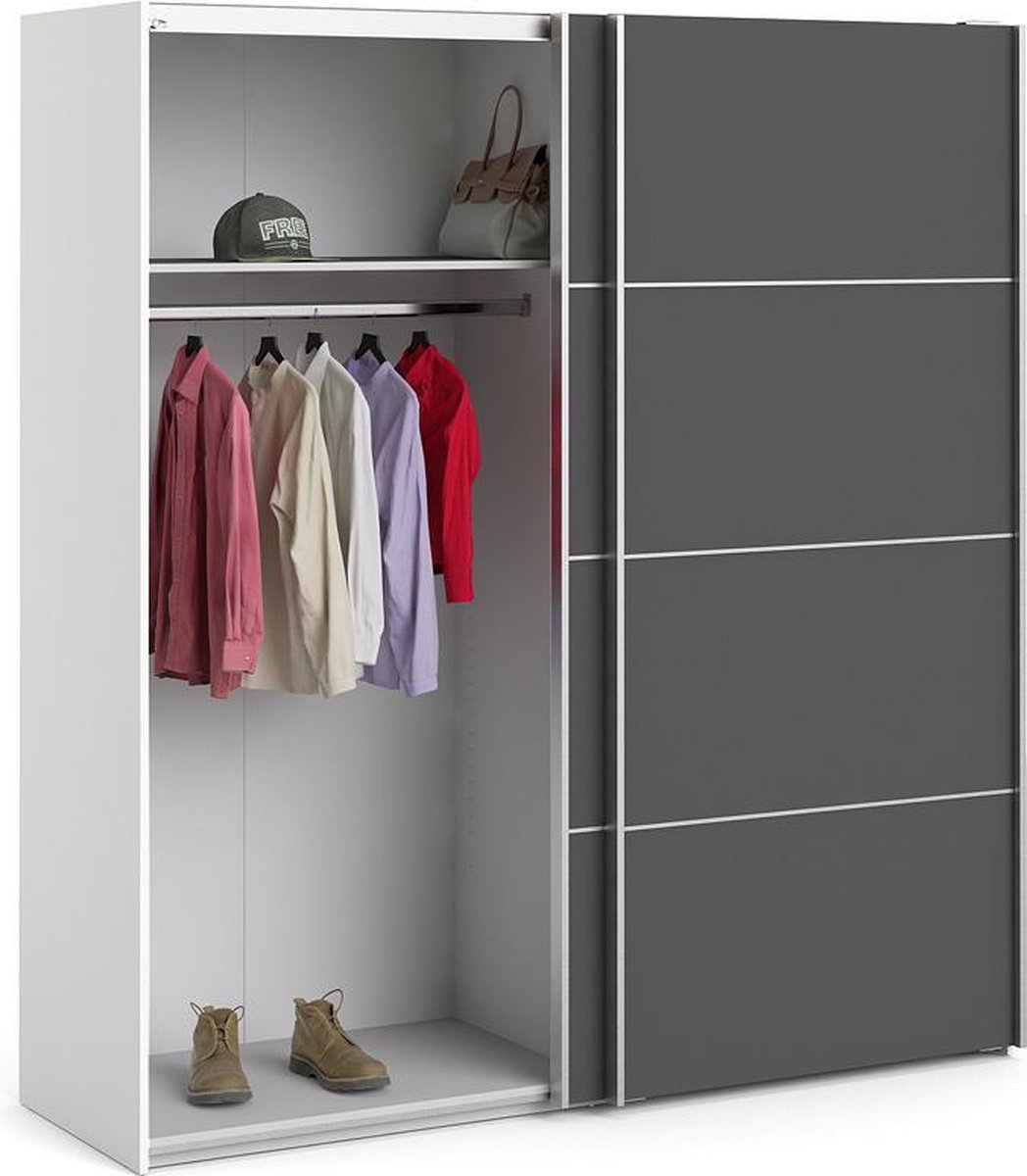 Veto Schuifdeurkast 2 Deuren Breed 183 Cm, Grijs. - Wit