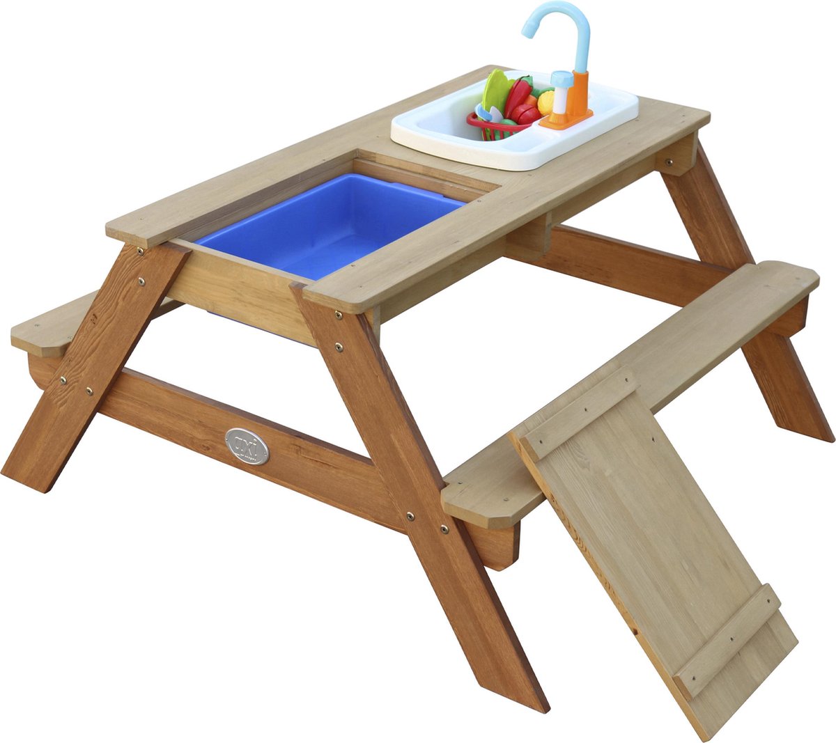 axi Emily Zand & Water Picknicktafel Van Hout In Watertafel & Zandtafel Met Speelkeuken Incl. Wastafel, Deksel - Bruin