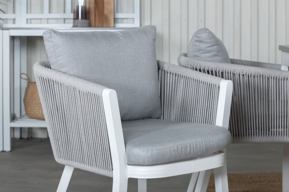 Albany Tuinmeubelset Tafel 90x152/210cm En 4 Stoel Virya, Grijs, Crèmekleur. - Wit