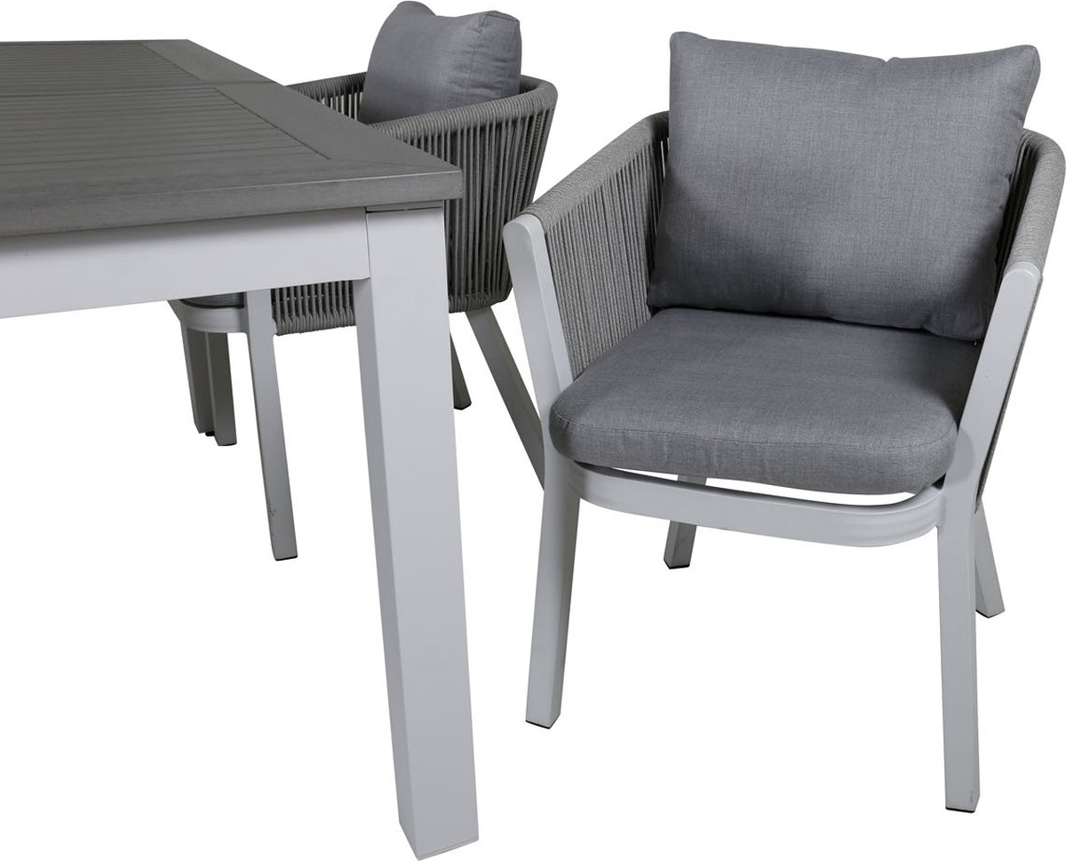 Albany Tuinmeubelset Tafel 90x152/210cm En 4 Stoel Virya, Grijs, Crèmekleur. - Wit