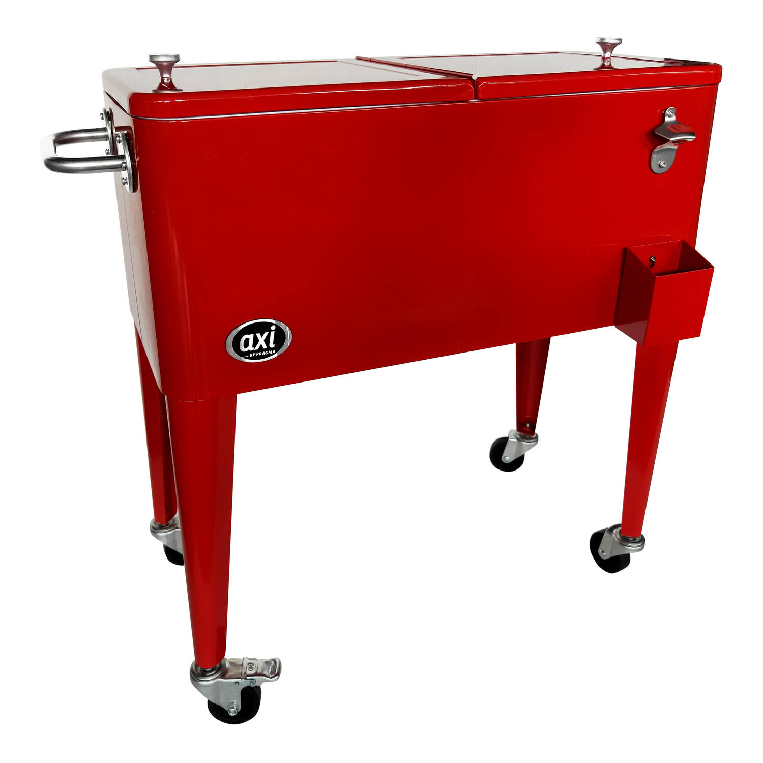 axi Retro Cooler Outdoor Koeler Op Wielen Met 76l Inhoud - Rood