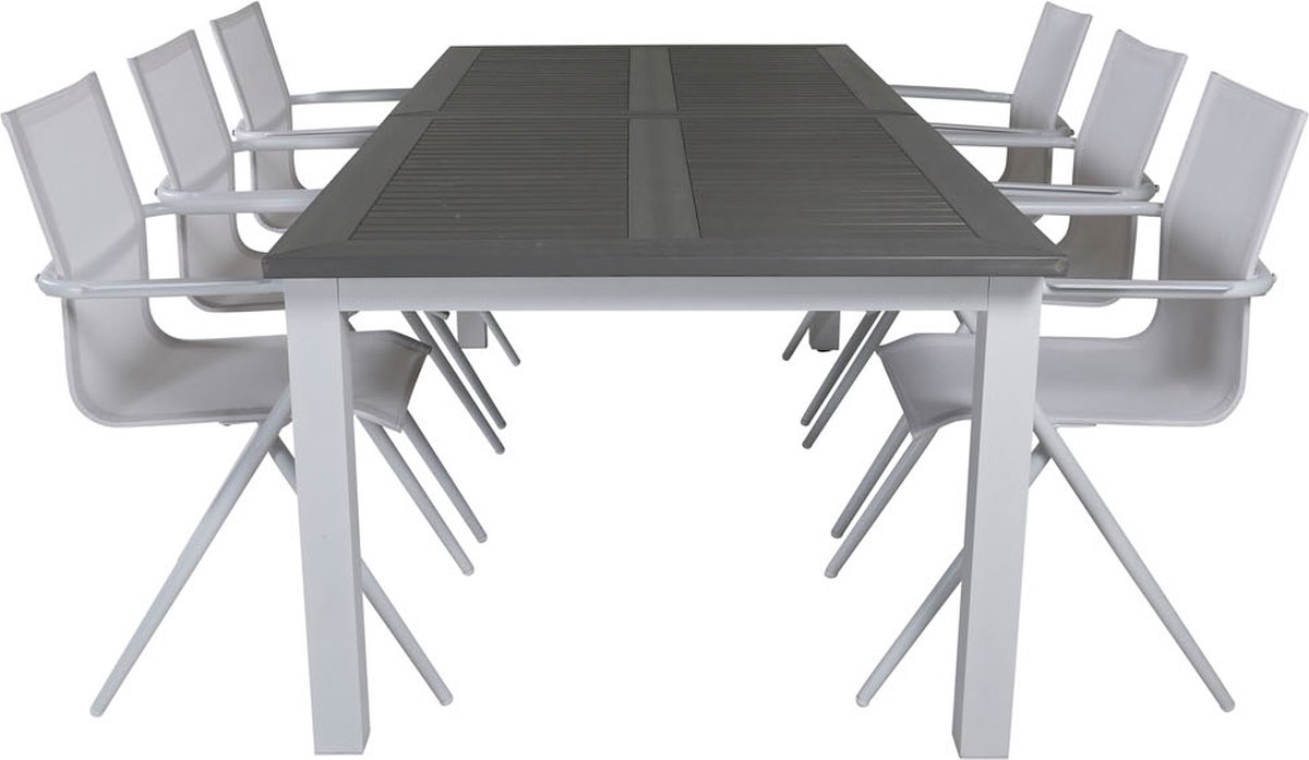 Albany Tuinmeubelset Tafel 100x224/324cm En 6 Stoel Alina,. - Grijs