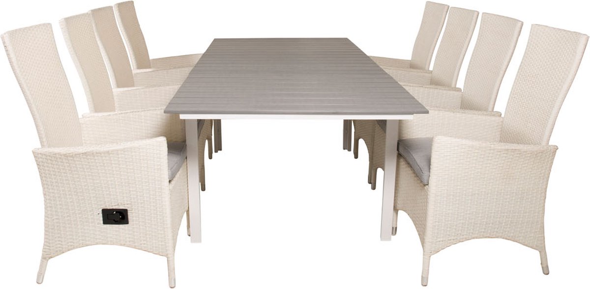 Levels Tuinmeubelset Tafel 100x160/240cm En 8 Stoel Padova,. - Grijs