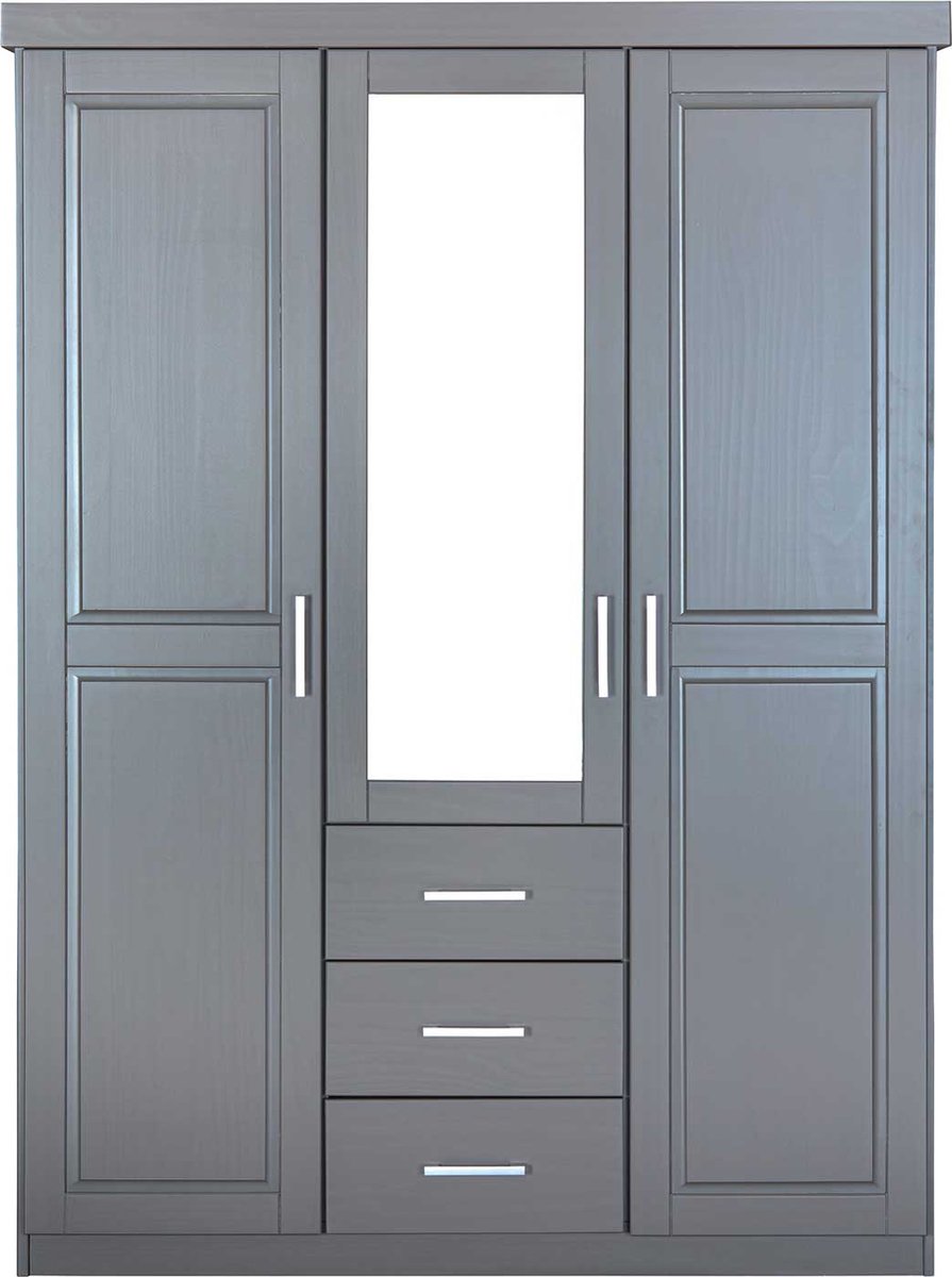Norwin Kledingkast 2 Deuren, 1 Spiegeldeur, 3 Laden,. - Grijs