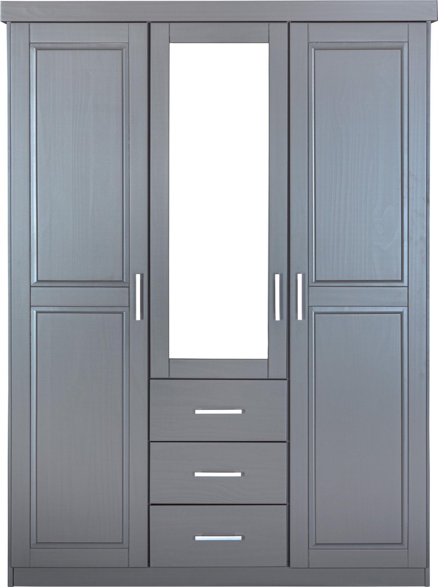 Norwin Kledingkast 2 Deuren, 1 Spiegeldeur, 3 Laden,. - Grijs