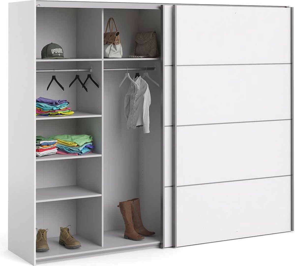 Veto Schuifdeurkast 2 Deuren Breed 243 Cm. - Wit