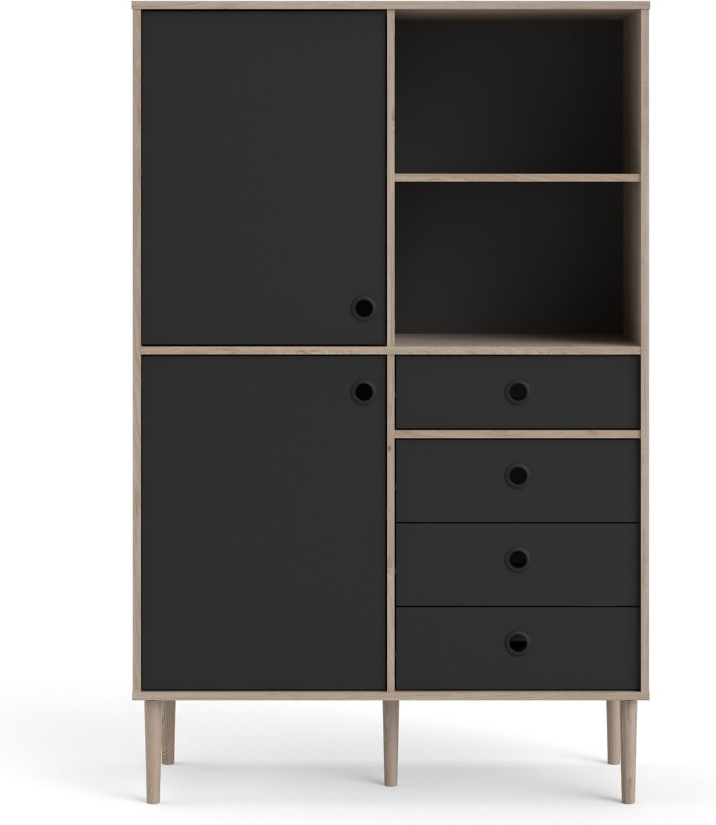 Rome Wandkast 2 Deuren, 4 Laden En 2 Vakken Hickory Decor En Mat. - Bruin