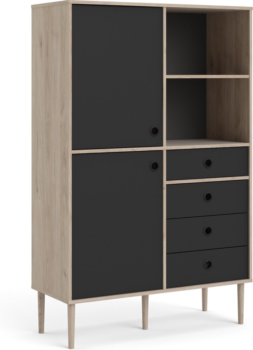 Rome Wandkast 2 Deuren, 4 Laden En 2 Vakken Hickory Decor En Mat. - Bruin