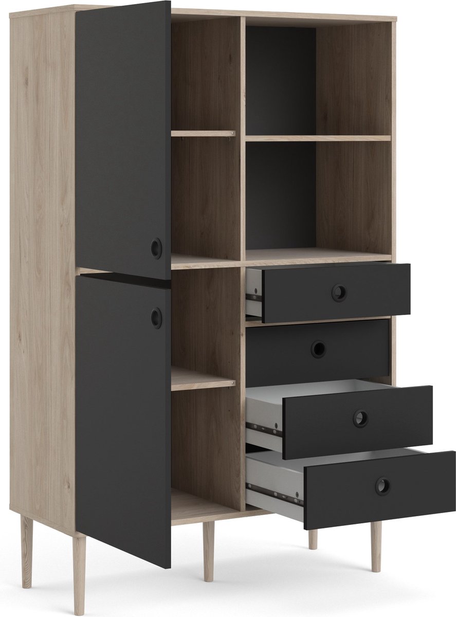 Rome Wandkast 2 Deuren, 4 Laden En 2 Vakken Hickory Decor En Mat. - Bruin