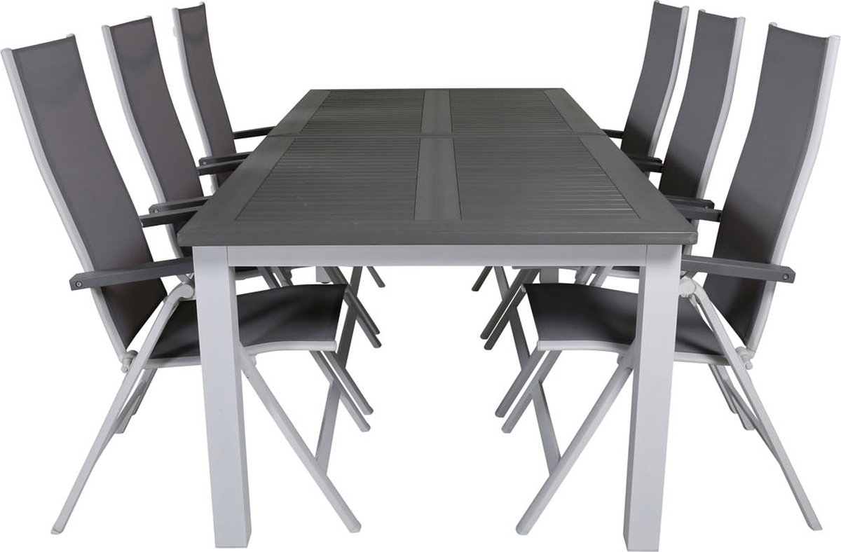 Albany Tuinmeubelset Tafel 100x224/324cm En 6 Stoel L5pos Albany,. - Grijs