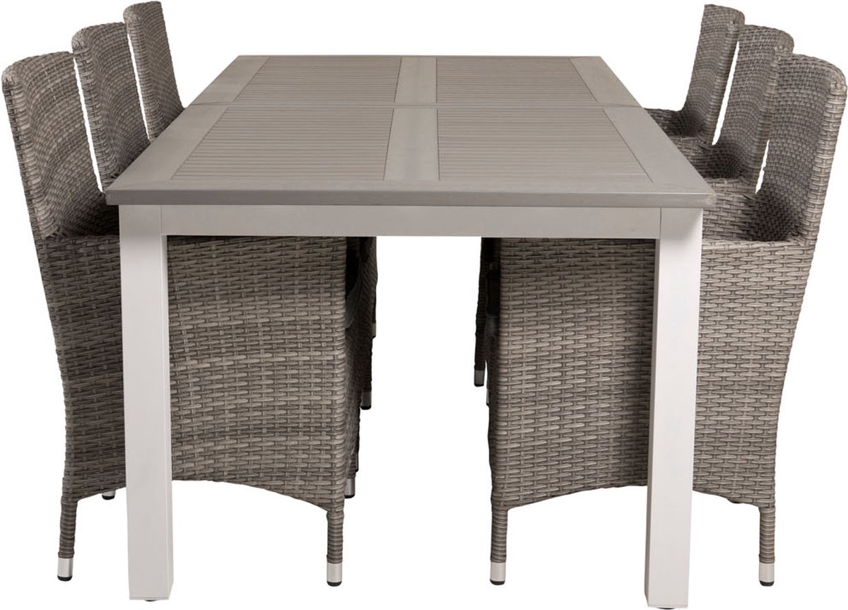 Albany Tuinmeubelset Tafel 100x224/324cm En 6 Stoel Malin. - Grijs