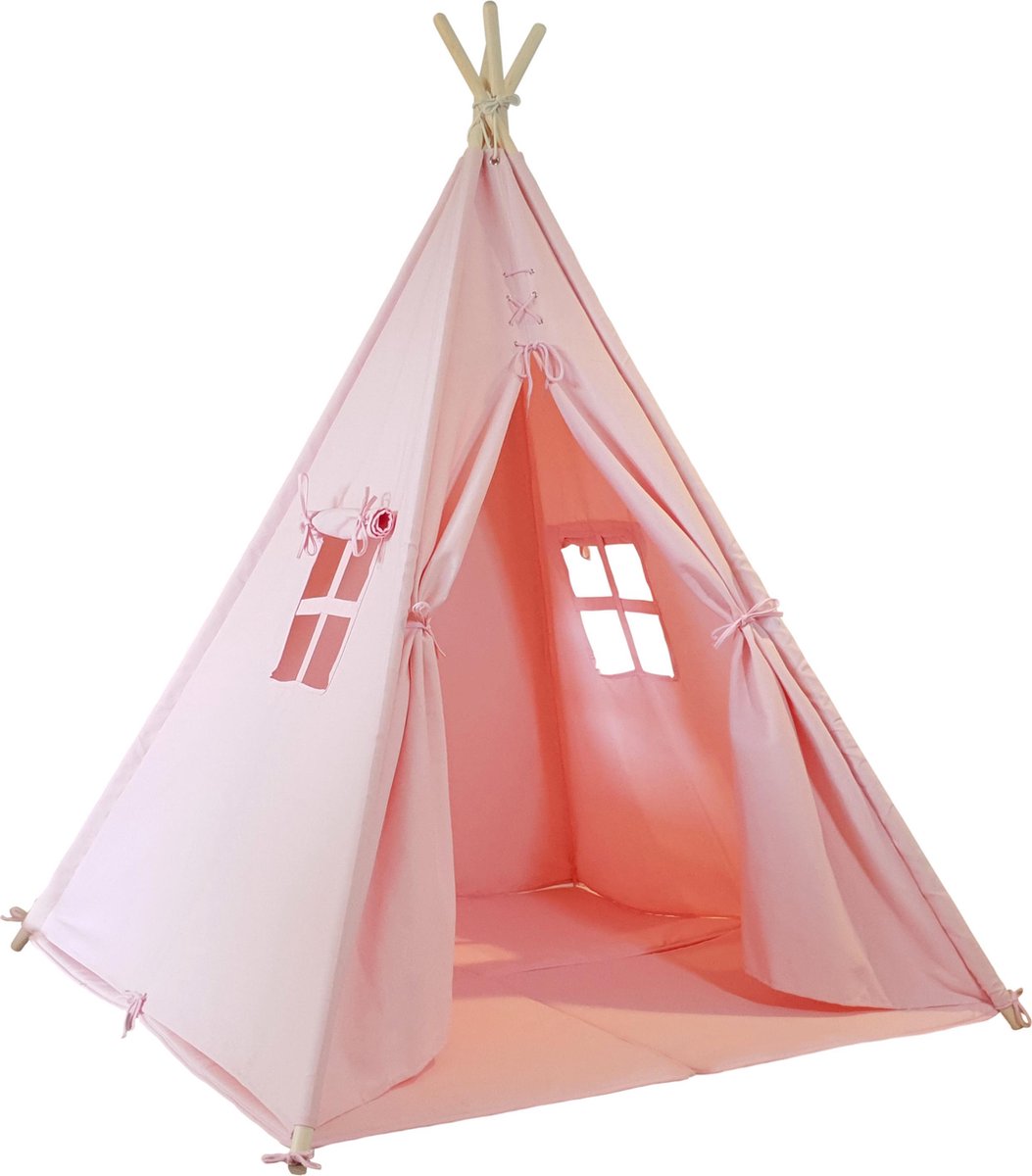 Sunny Alba Tipi Tent Voor Kinderen In Wigwam Speeltent Met Ramen - Roze