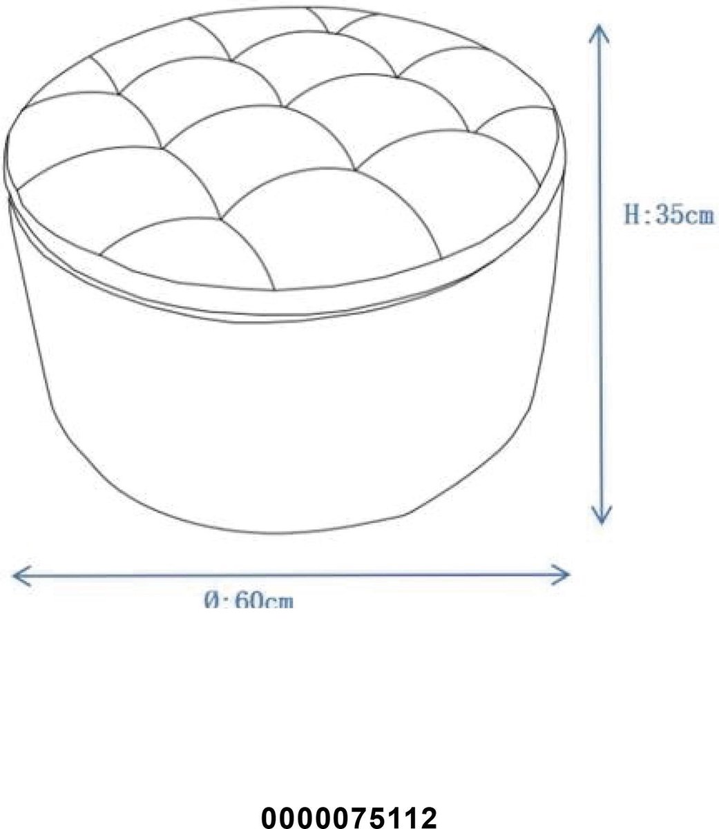 Reece Poef Velours Ø60cm Met Opbergruimte. - Grijs