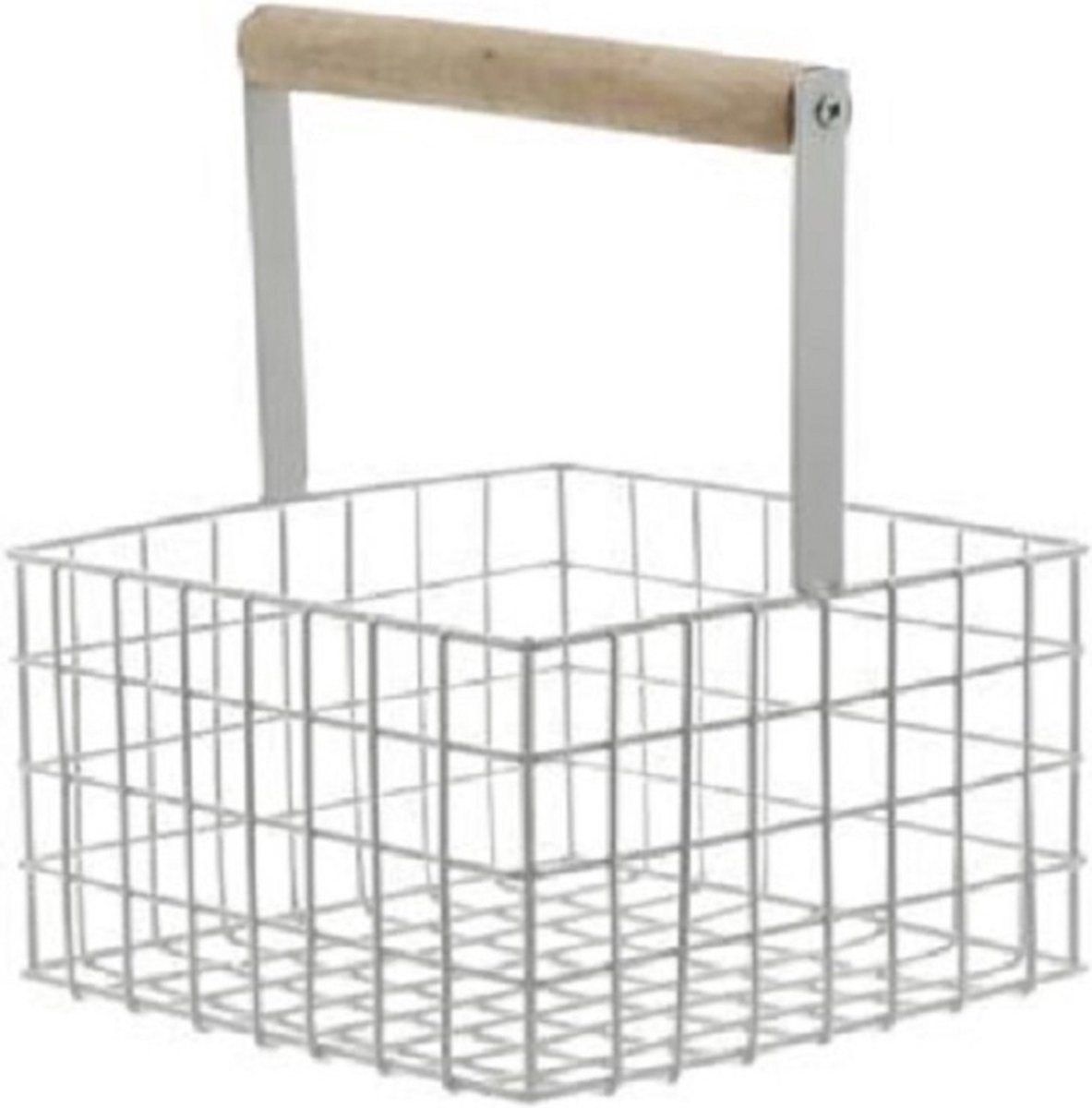 2x Stuks Vierkantete Ijzeren Draadmanden 18 X 18 X 21 Cm - Opbergmanden - Wit