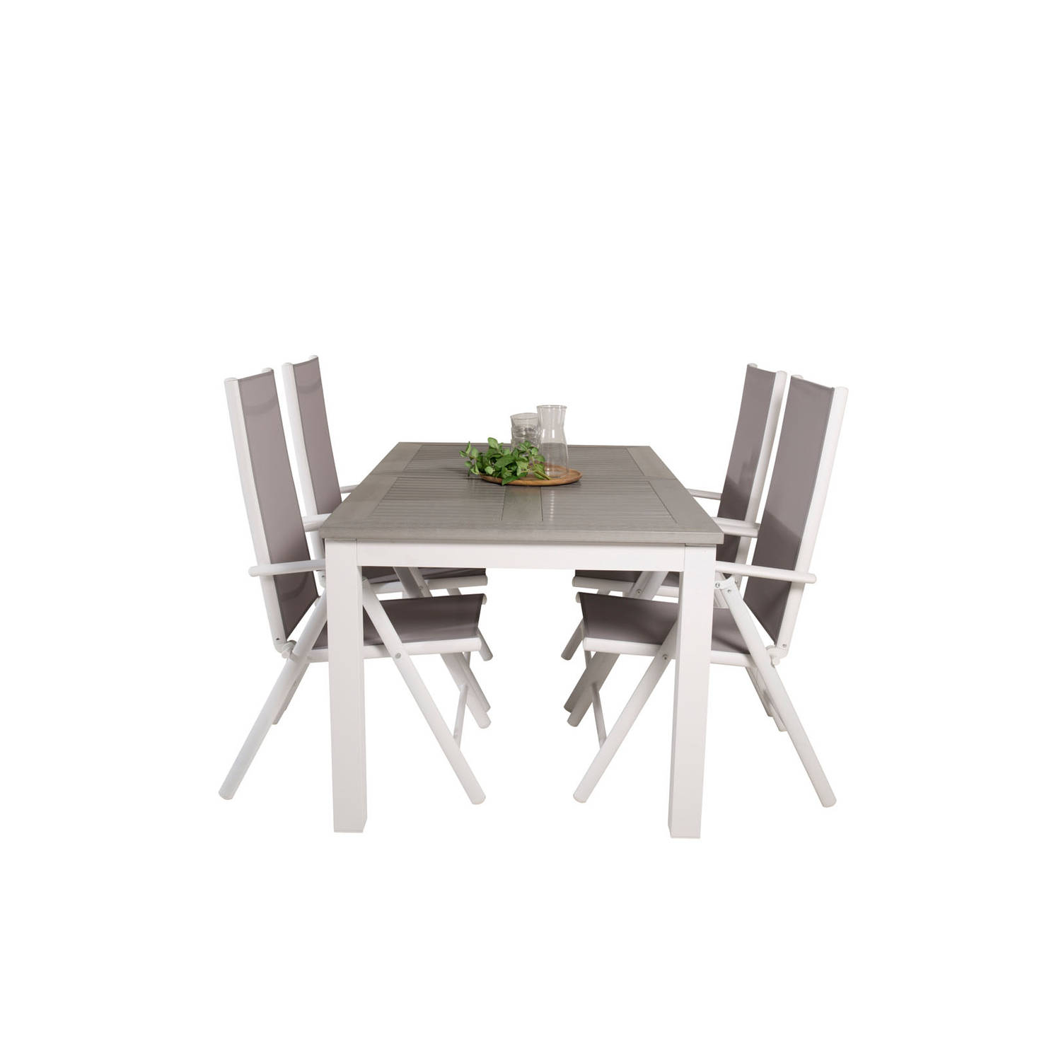 Albany Tuinmeubelset Tafel 90x160/240cm En 4 Stoel Break, Grijs. - Wit