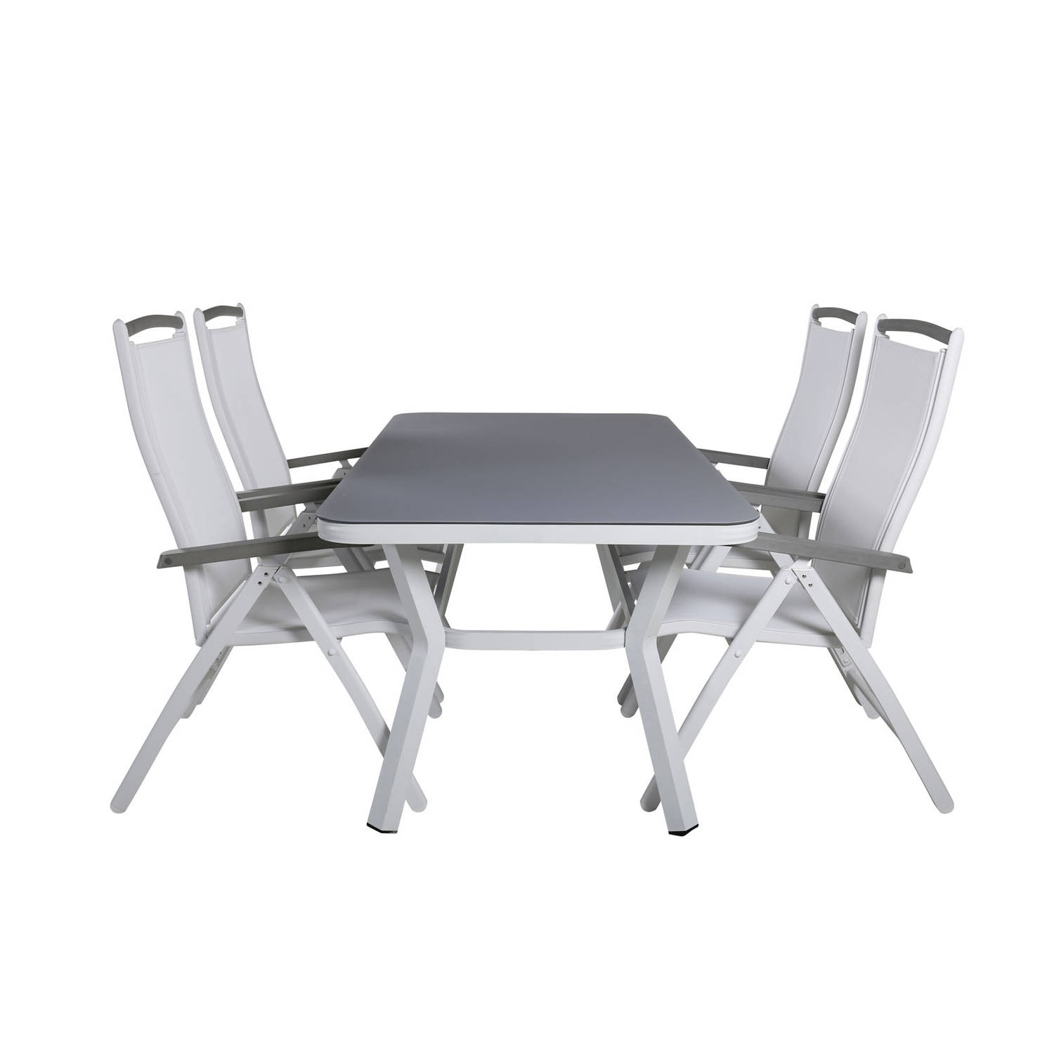 Virya Tuinmeubelset Tafel 90x160cm En 4 Stoel 5posalu Albany, Grijs. - Wit