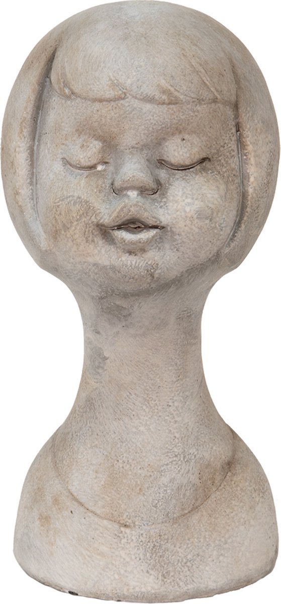 Clayre & Eef Decoratie Buste Meisje 12*11*24 Cm Steen Decoratief Figuur Decoratieve Accessoires Woonaccessoires - Beige
