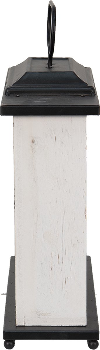 Clayre & Eef Tafelklok 36*10*32 Cm / 1*aa, Wit Hout, Ijzer Old Town Tafelklokken Binnen Staand Klokje Tafelklokje - Zwart