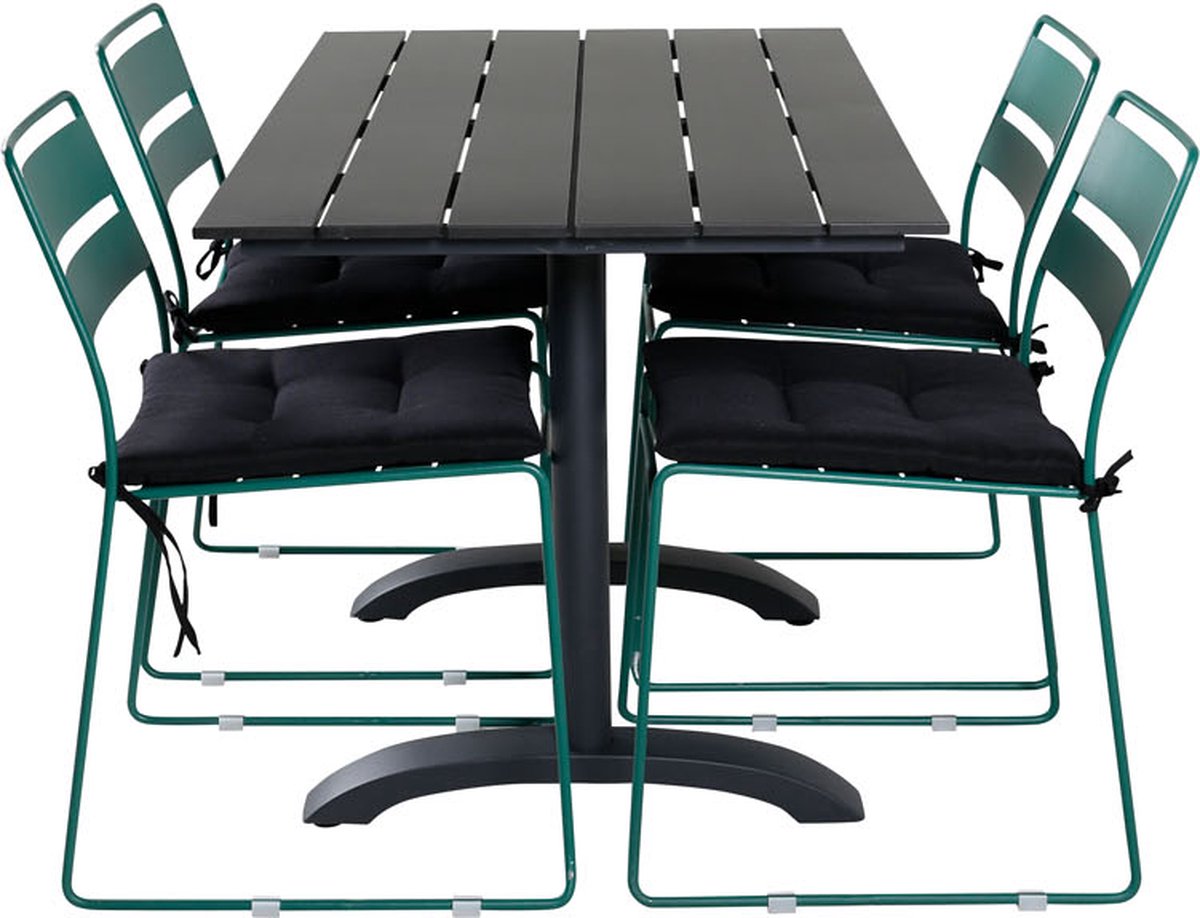 Denver Tuinmeubelset Tafel 70x120cm En 4 Stoel Lina,. - Groen