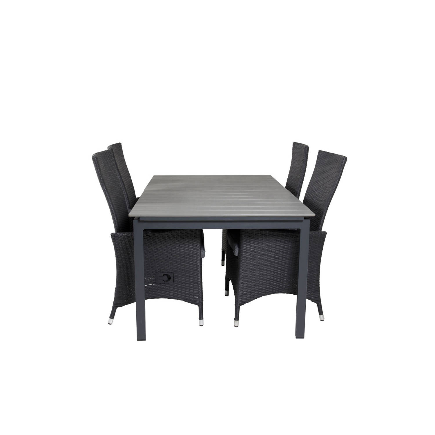 Levels Tuinmeubelset Tafel 100x160/240cm En 4 Stoel Padova, Grijs. - Zwart