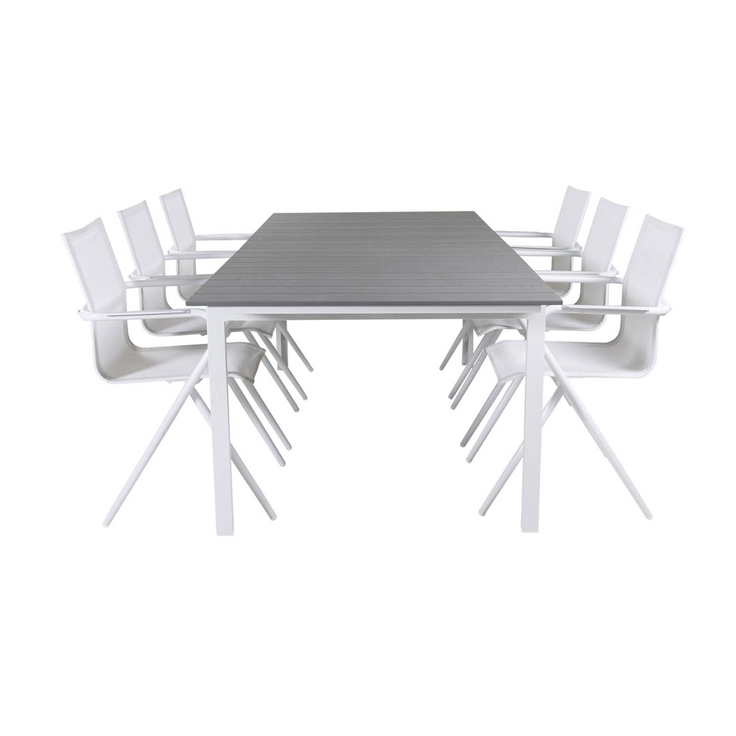 Levels Tuinmeubelset Tafel 100x229/310cm En 6 Stoel Alina, Grijs. - Wit