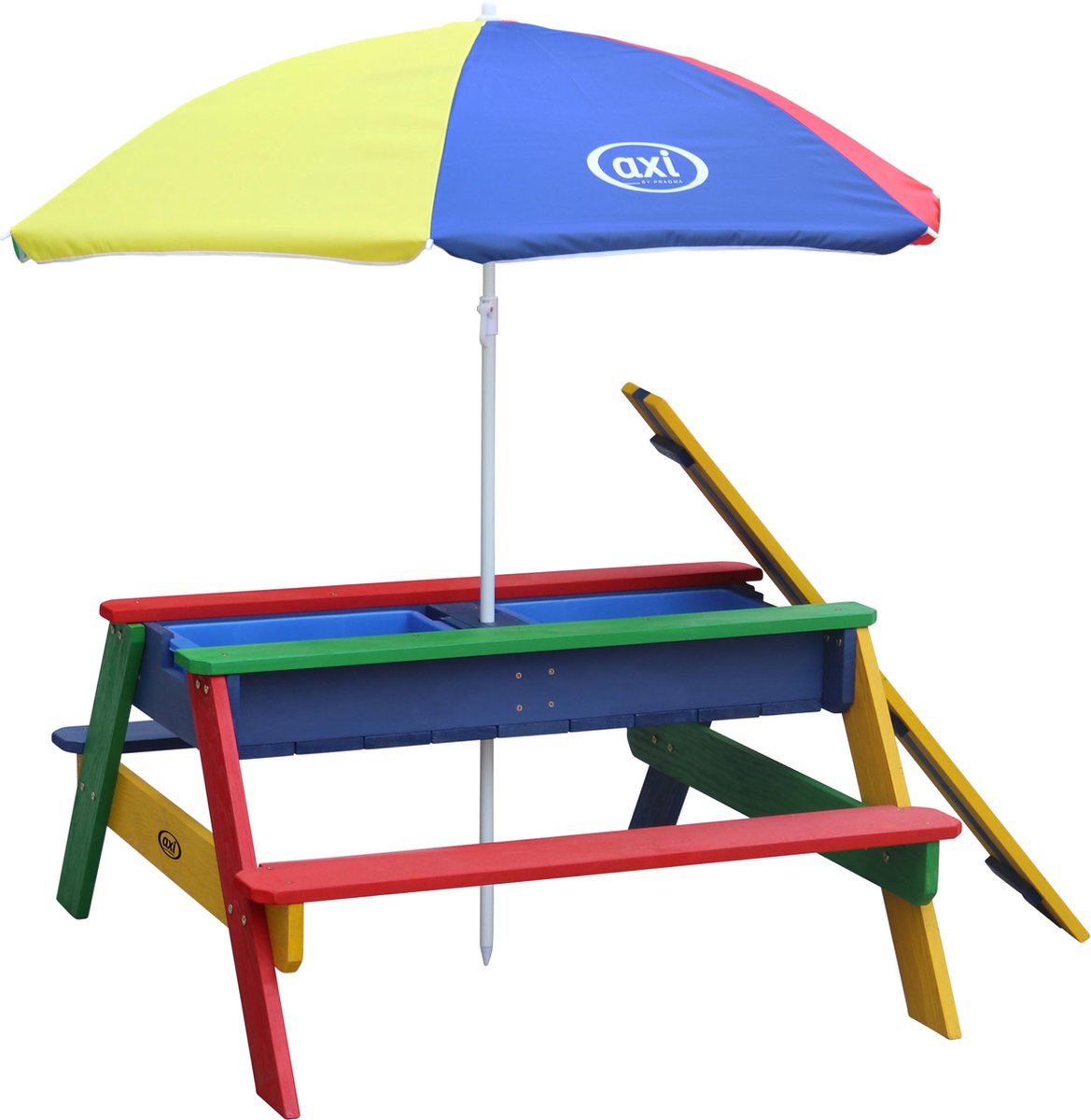 axi Nick Picknicktafel / Zandtafel / Watertafel Voor Kinderen In Regenboog Kleuren Met Parasol Multifunctionele