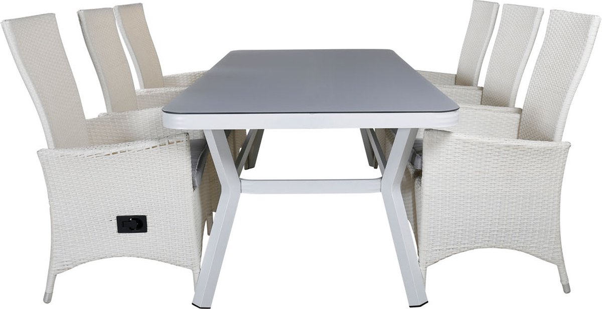 Virya Tuinmeubelset Tafel 100x200cm En 6 Stoel Padova,. - Grijs