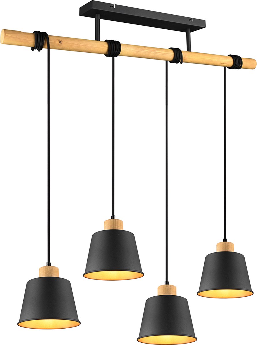 BES LED Led Hanglamp - Hangverlichting - Trion Hittal - E27 Fitting - 4-lichts - Rond - Mat - Aluminium - Zwart