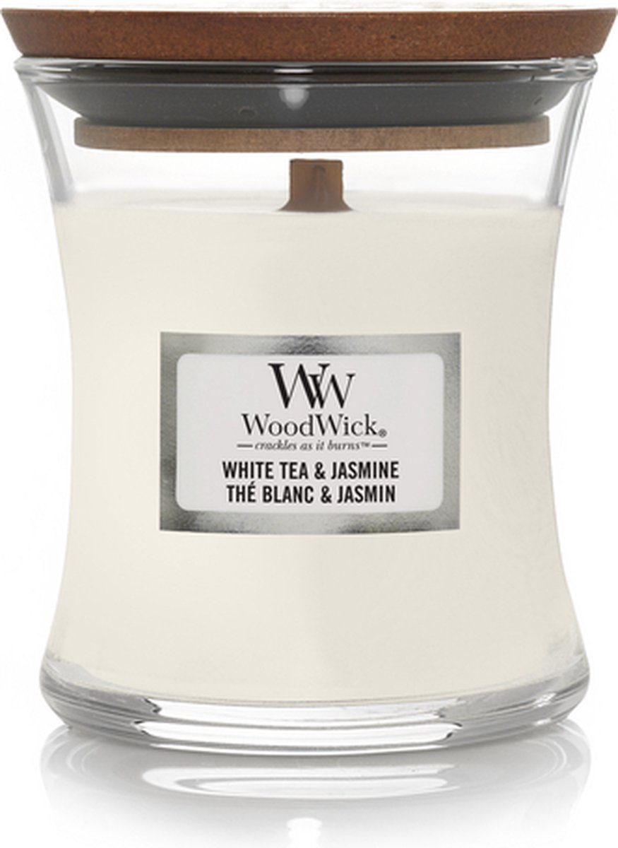 Woodwick Kaars Mini White Tea & Jasmine - 8 Cm / ø 7 Cm
