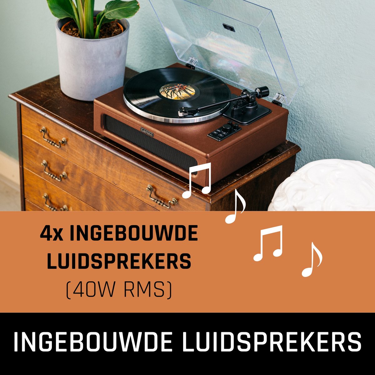 Lenco Platenspeler Met 4 Ingebouwde Luidsprekers Ls-430bn - Bruin