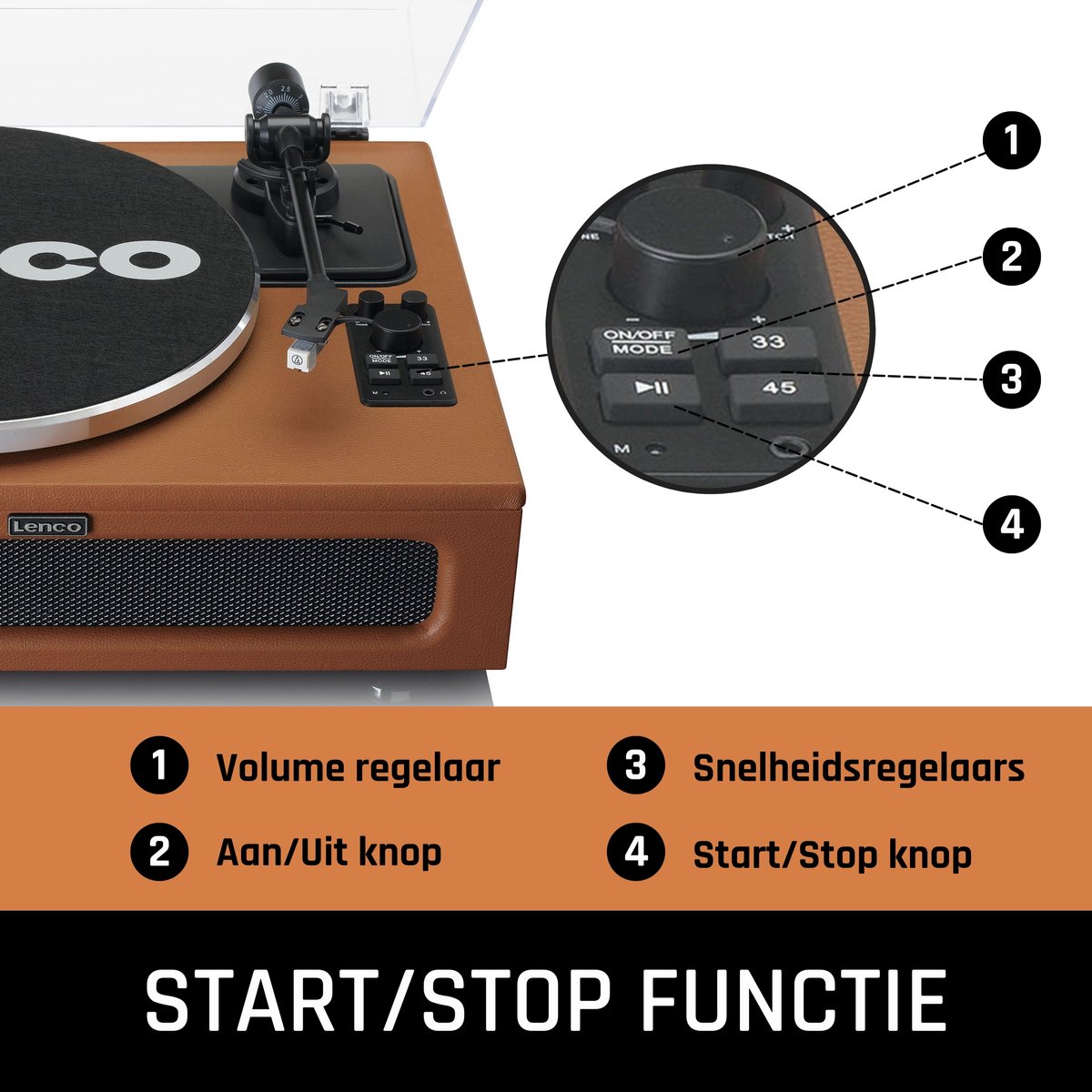 Lenco Platenspeler Met 4 Ingebouwde Luidsprekers Ls-430bn - Bruin
