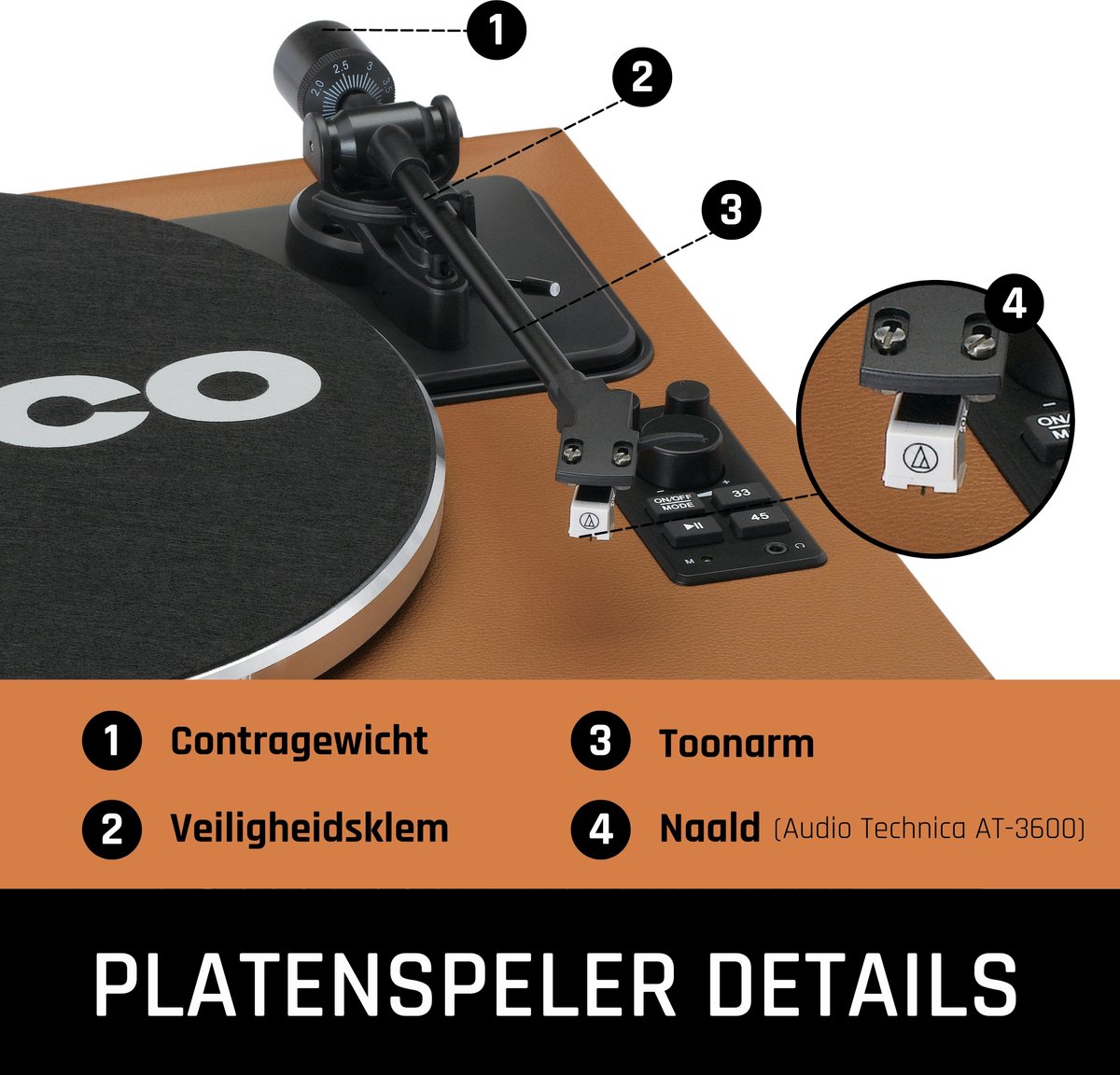 Lenco Platenspeler Met 4 Ingebouwde Luidsprekers Ls-430bn - Bruin