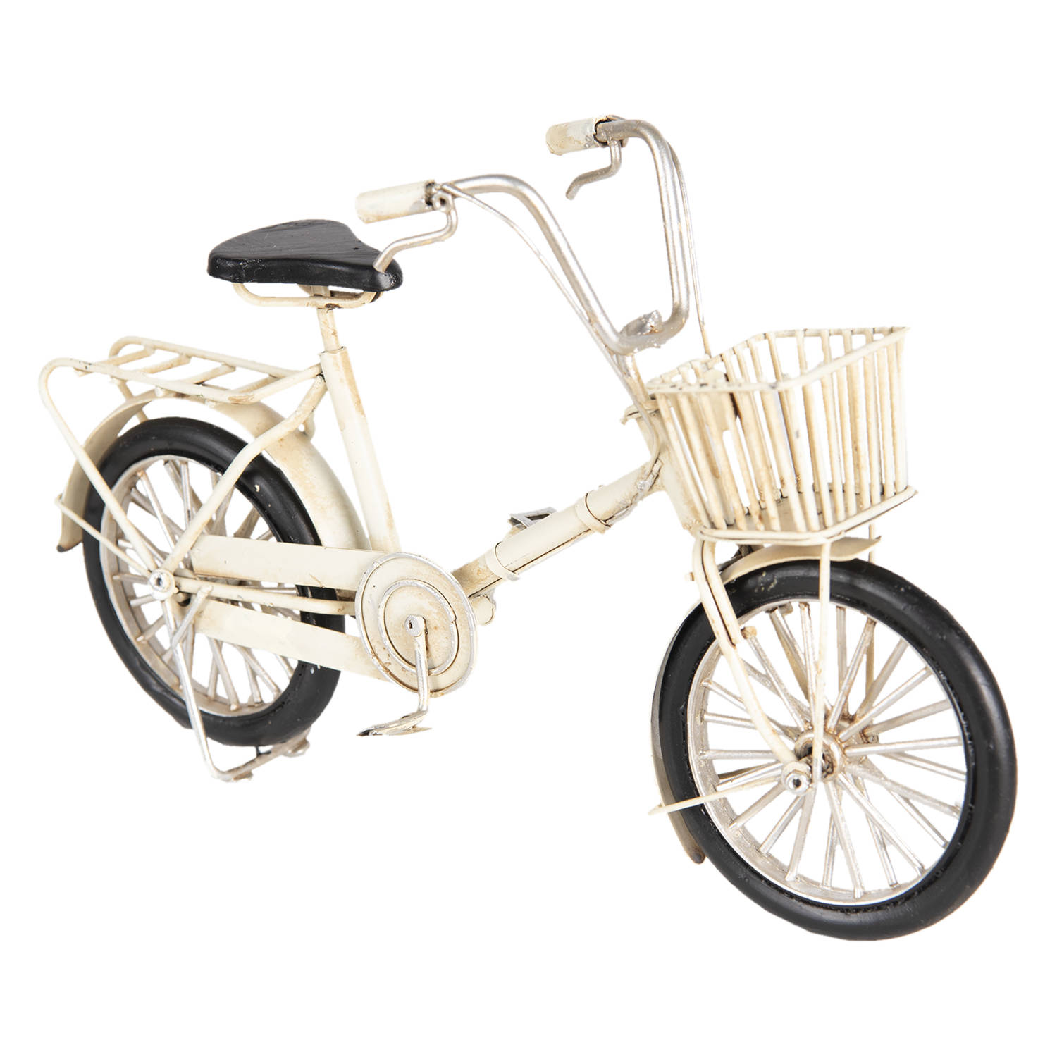 Clayre & Eef Model Fiets 23*6*15 Cm Ijzer / Kunststof Staand Ijzeren Dames Fiets 6y3388 - Wit