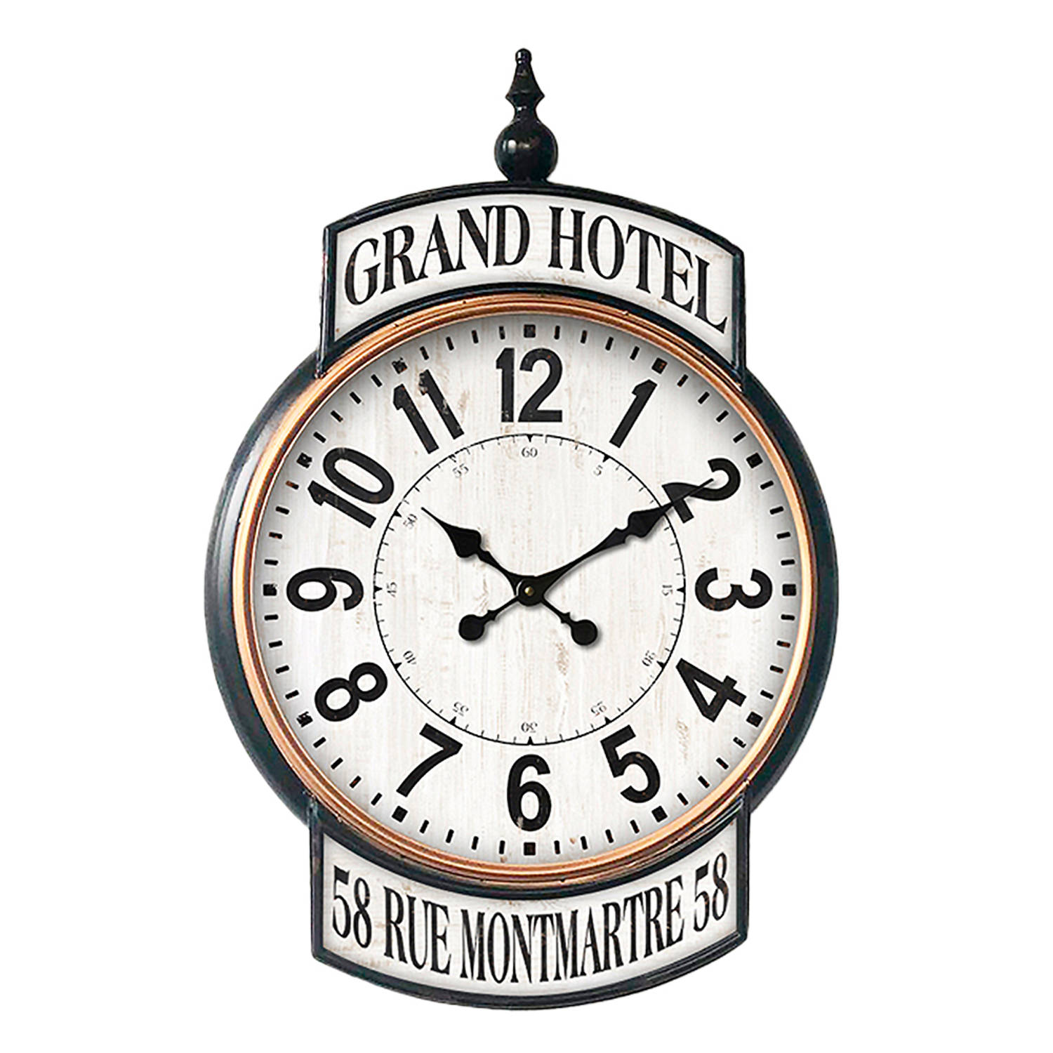 Clayre & Eef Wandklok 62*6*93 Cm Ijzer Grand Hotel Muurklok Hangklok Muurklok Hangklok - Wit