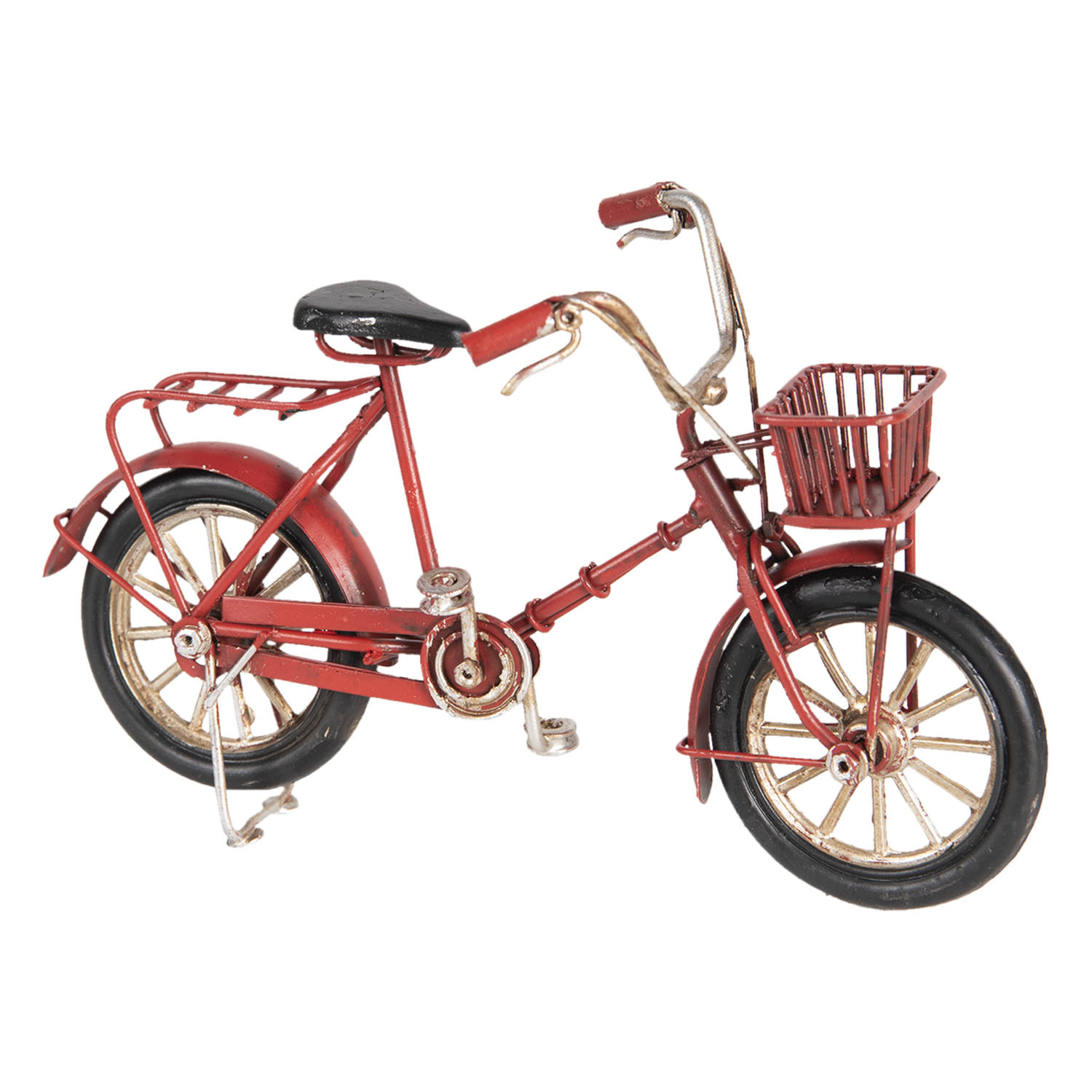 Clayre & Eef Model Fiets 16*6*10 Cm Ijzer / Kunststof Staand Ijzeren Dames Transportfiets 6y3390 - Rood