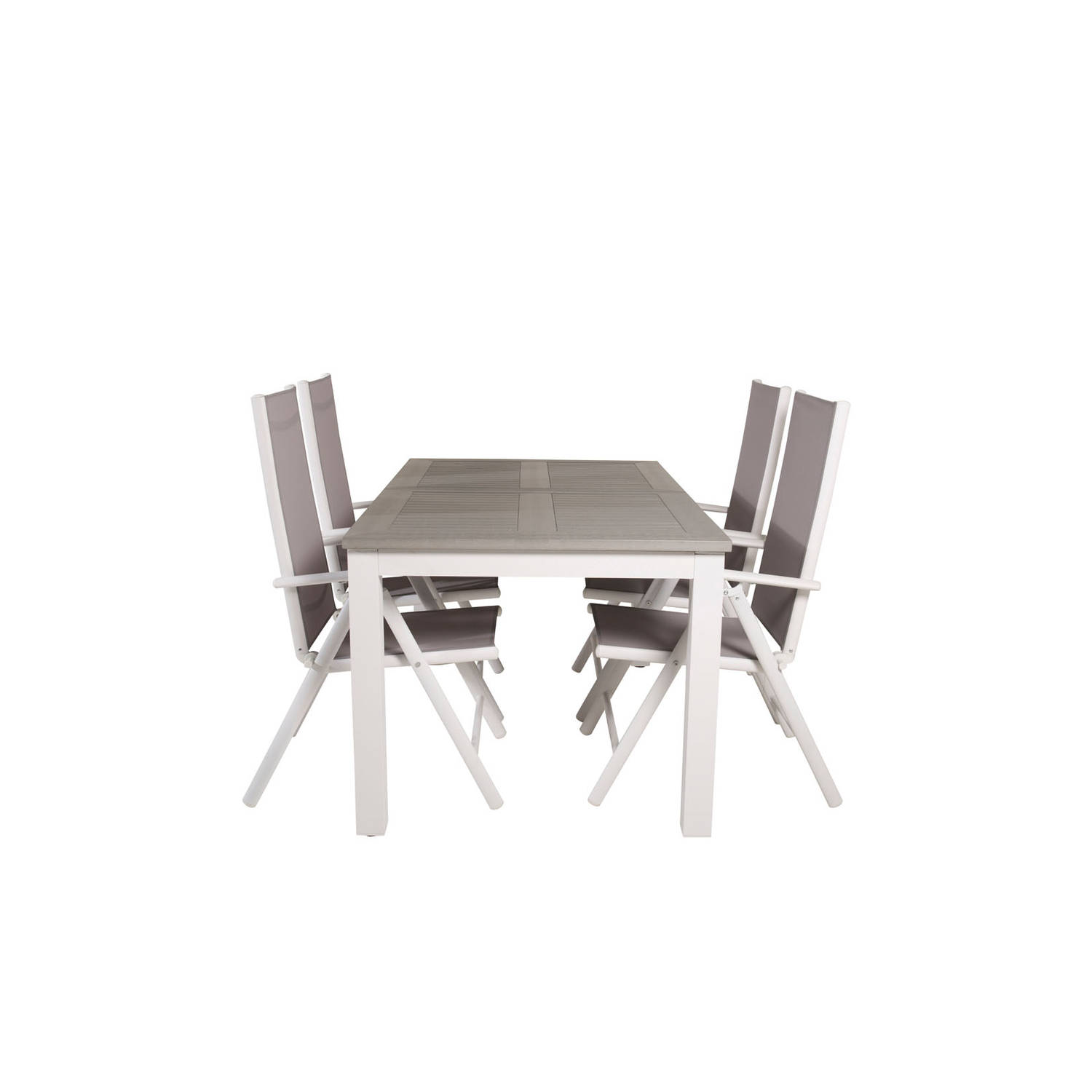 Albany Tuinmeubelset Tafel 90x152/210cm En 4 Stoel Break, Grijs, Crèmekleur. - Wit