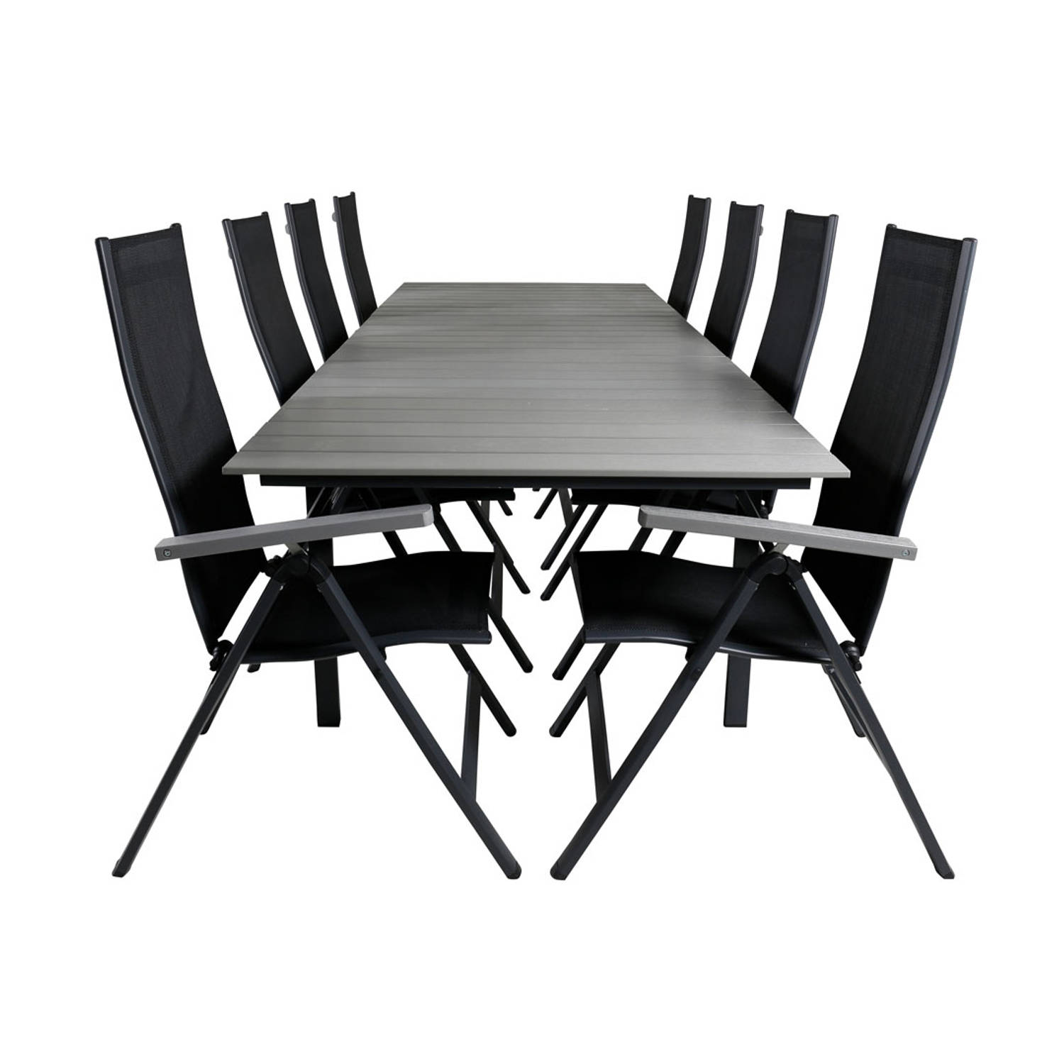 Levels Tuinmeubelset Tafel 100x229/310cm En 8 Stoel Albany,. - Grijs