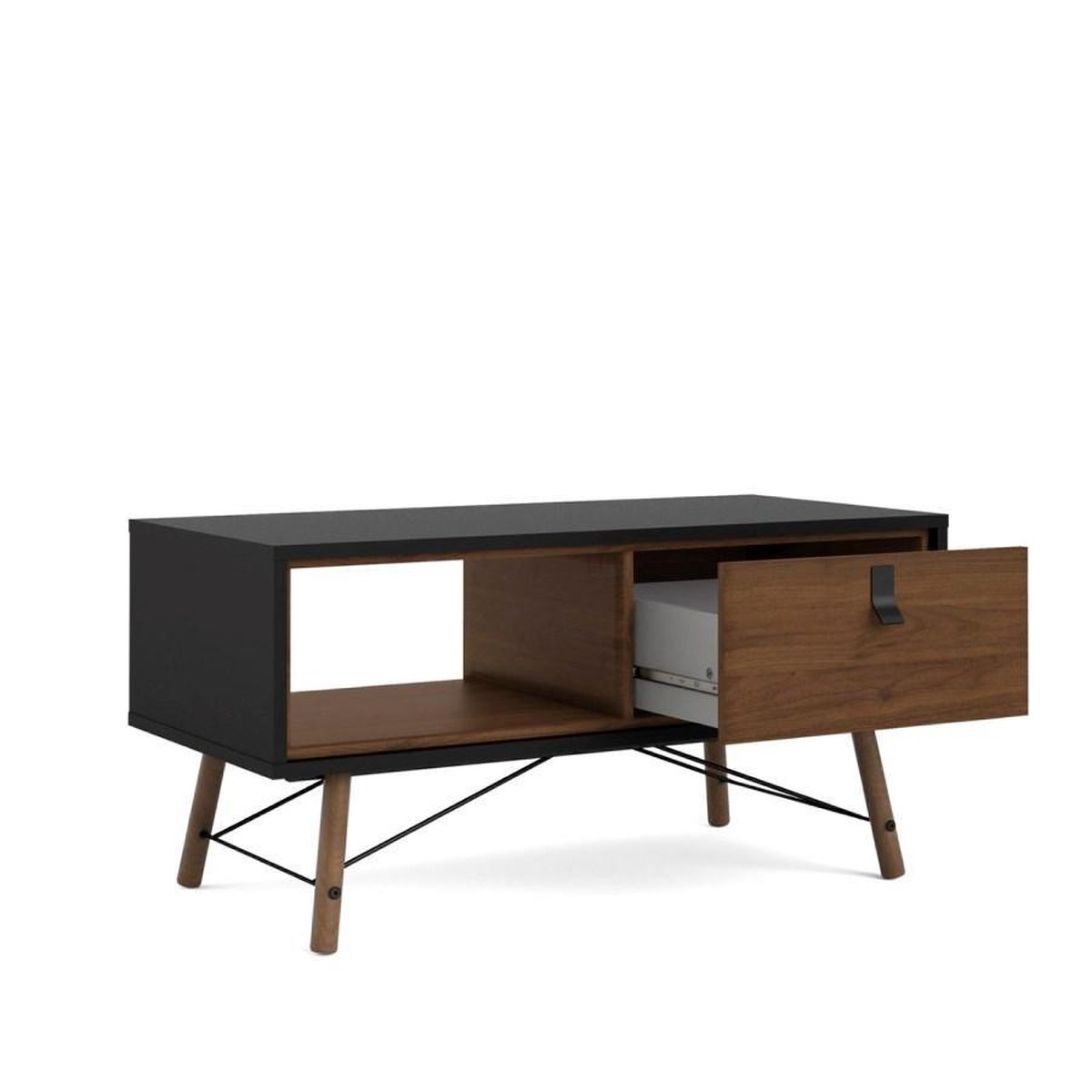 Rye Salontafel 1 Lade Mat, Walnoot Decor. - Zwart